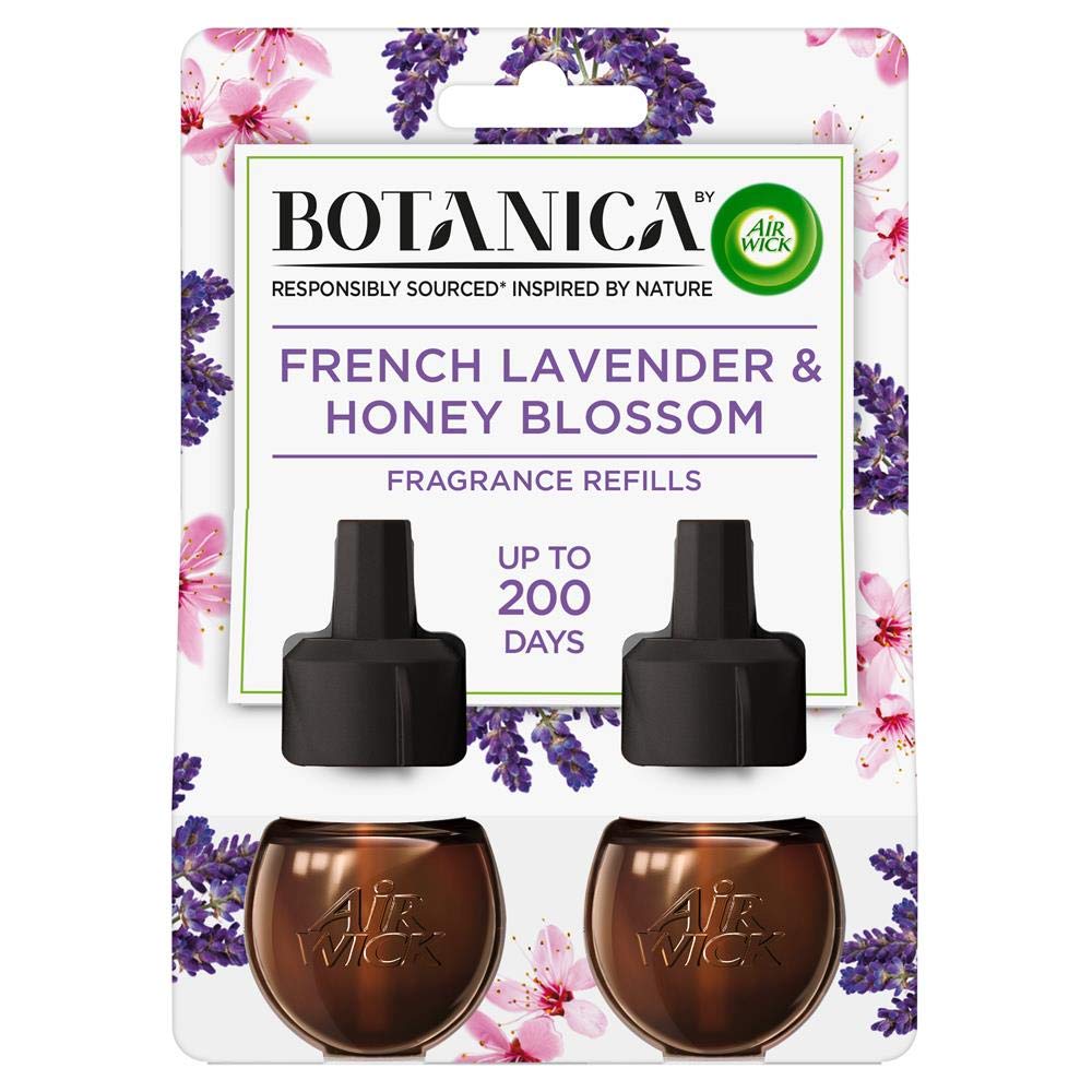 Botanica by Air Wick Plug in Scented Oil Refill, 2 Refills, French Lavender and Honey Blossom, Air Freshener, Essential Oils