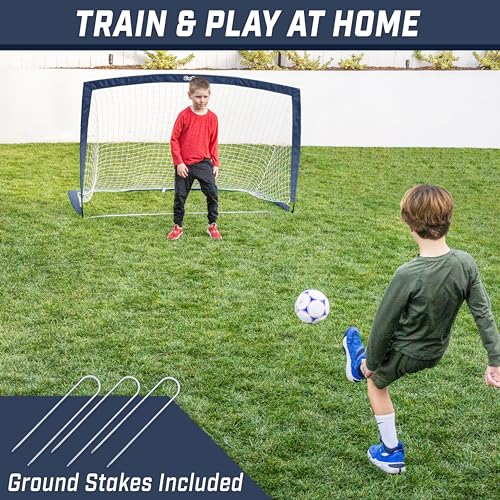 Image of GoSports Portable Soccer Goals for Kids - 13 Color Options - Choose 4 x 3 ft or 6 x 4 ft - Team Tone Pop Up Nets for Backyard