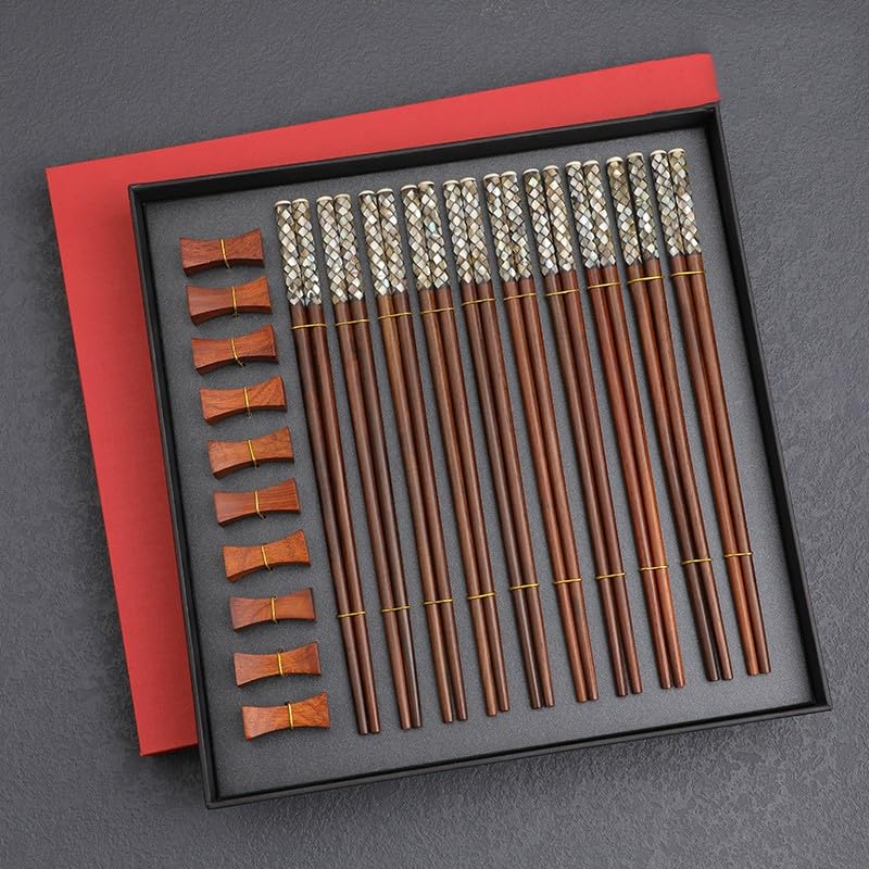 JITEM Palillos de palisandro rojo, palillos de escamas y conchas de pescado, palillos de 25 cm de largo, palillos de regalo de inauguración de la casa(Color:Ten Pairs)