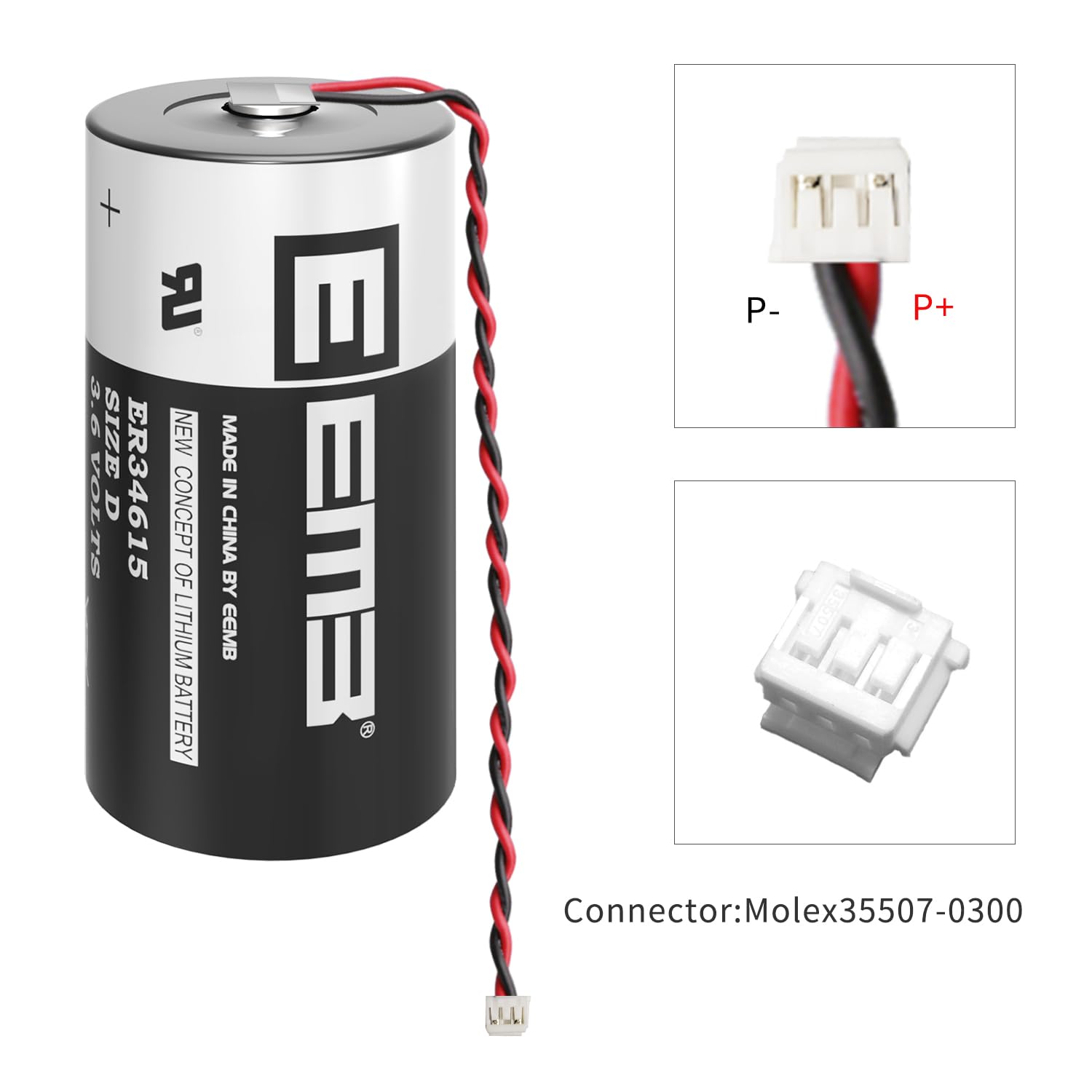 EEMB 3.6V D batteria compatibile con ALEXOR Wireless Outdoor Siren WT4911BATT ADT DSC ER34615-T1 WT4911B WT8911 ER34615 19Ah sostituisce LS-33600 TL-2300/4930/5930 SB-D01/D02 XL-200F/205F
