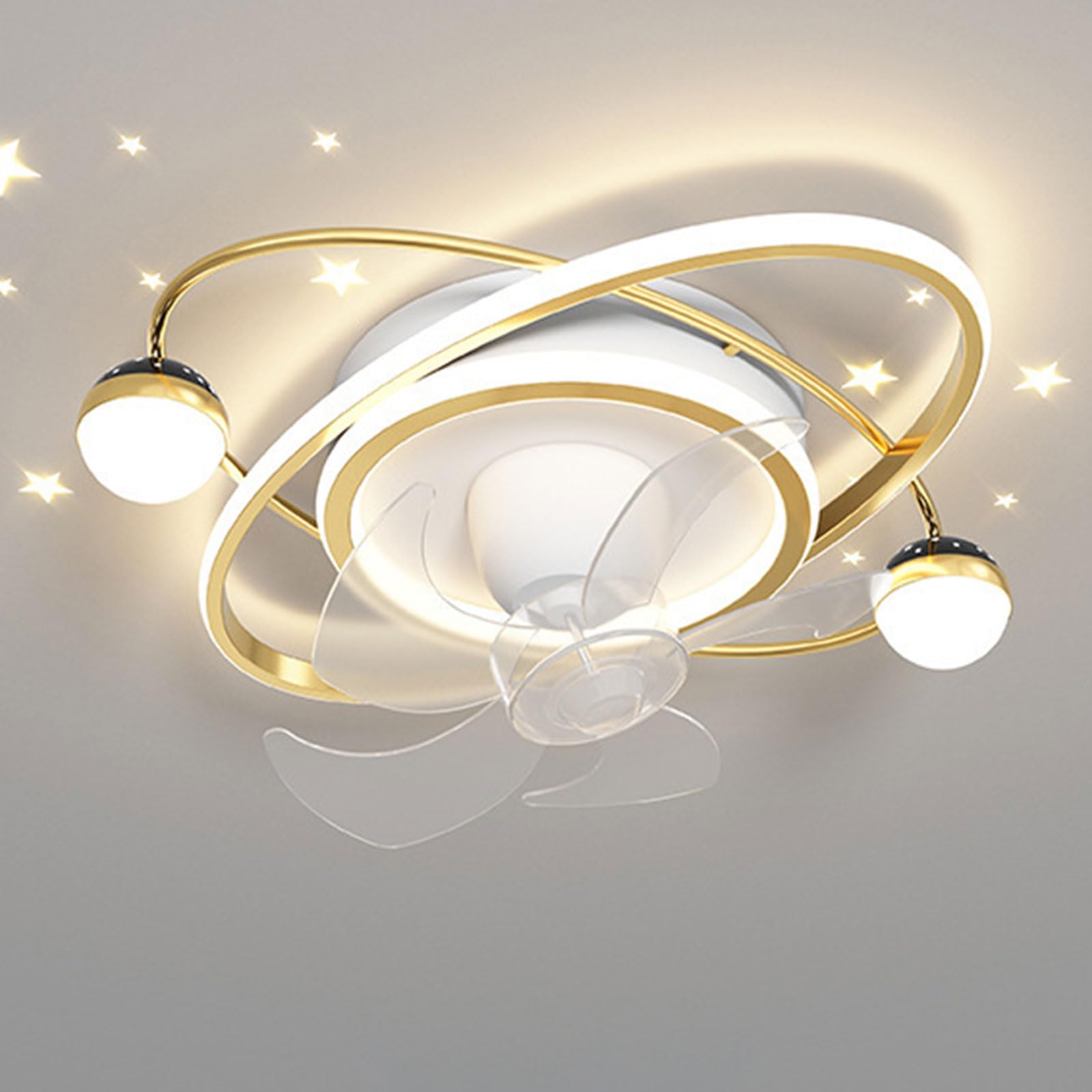 HXYSXHJUO Modern 21in Ceiling Fan With Light Remote Dimmable Lighting 38W LED Close To 3 Speeds Timing Mute For Kids Room Bedroom Dining