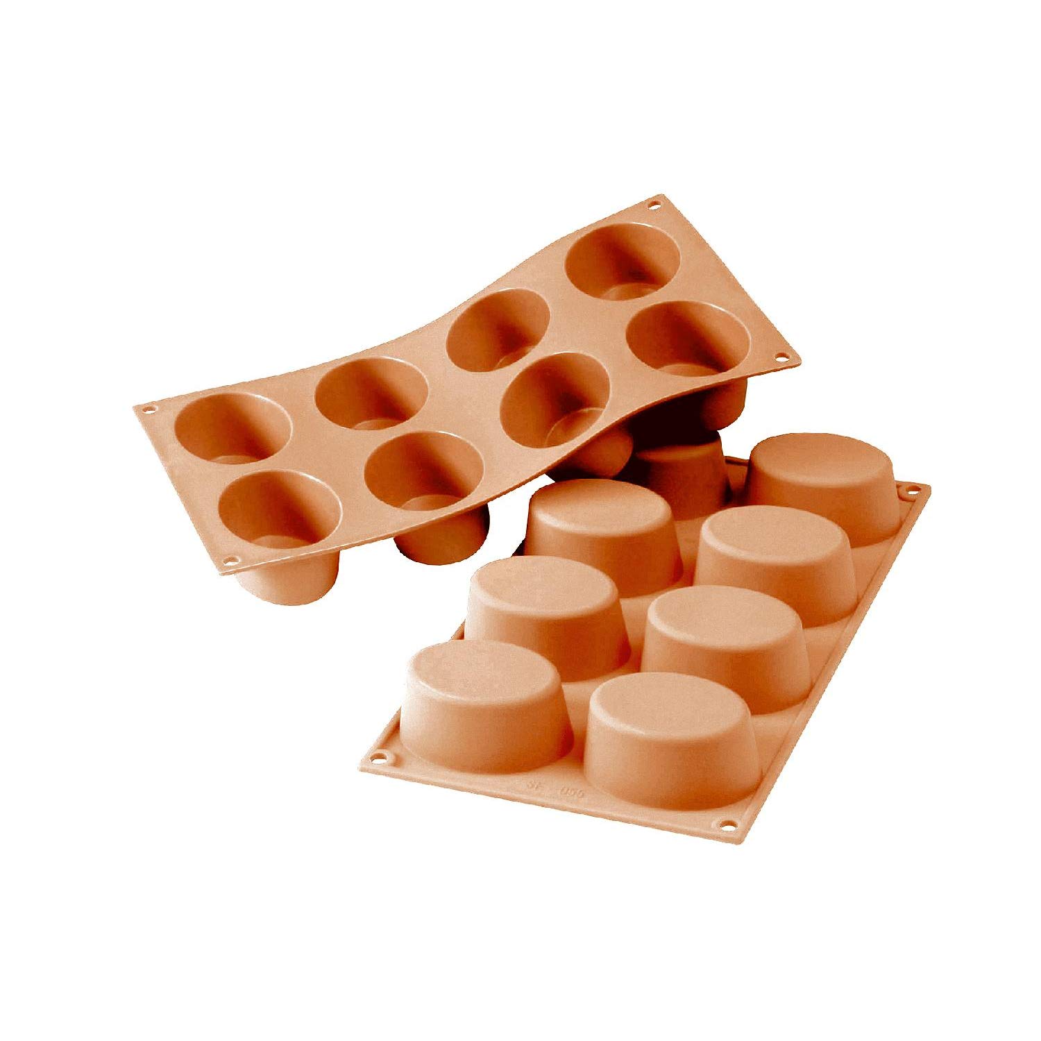 silikomart | SF055 Stampo in Silicone per Monoporzioni OVALI, Antiaderente, 8 Cavità, Confezione da 1 Stampo per Dolci, 75 x 55 mm, h 35 mm, Made in Italy