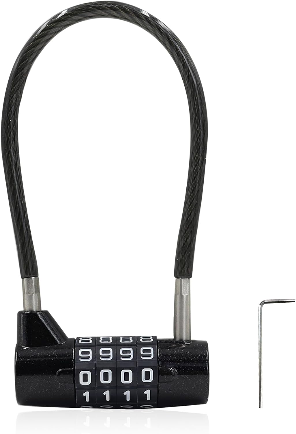 4 Digit Cable Locks with Combination, Resettable Small Cable Lock Outdoor | 6.8 Inch Combination Padlock with Steel Cable Rope, Waterproof Combination Lock Outdoor for Cabinet Gym Fence Luggage