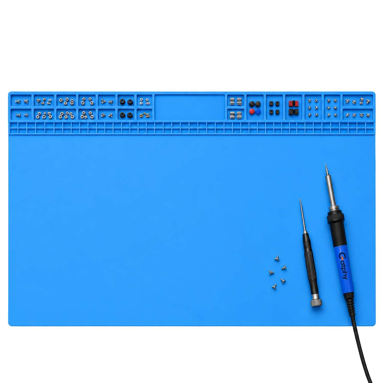 Tapis de Soudure en Silicone 70×40 cm Antistatique Résistant à la Chaleur | Support de Réparation Électronique Pliable pour Électronique Téléphone PC Bijoux Maintenance avec Grande Surface de Travail
