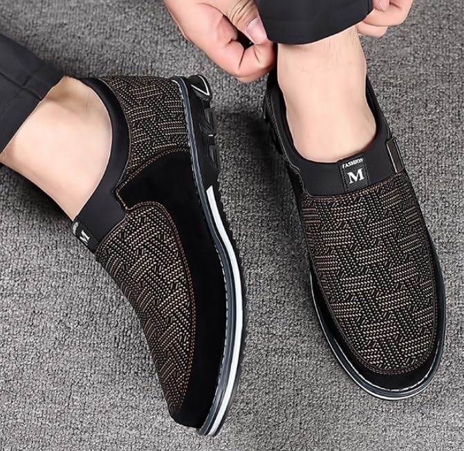 Men's Fashionable Loafers Leather Shoes Casual Flats Outdoor Walking Shoes Slip On Comfortable Round Toe Oxfords Shoes for Men3