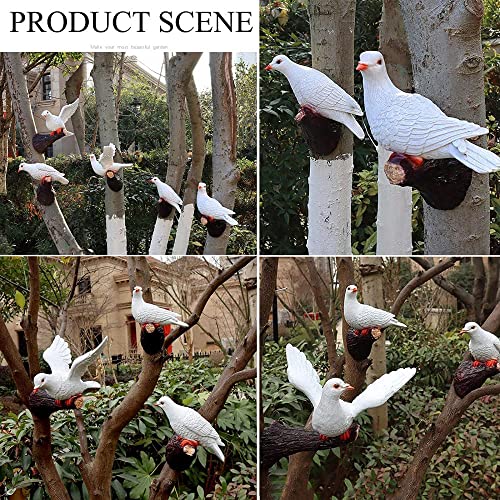 POCHY Colombe Sur Les Rochers Sculpture, Artificiels Oiseaux De Mer Résine Statue De Jardin Colombe Blanche Décoration Pour Bureau Figurine,B