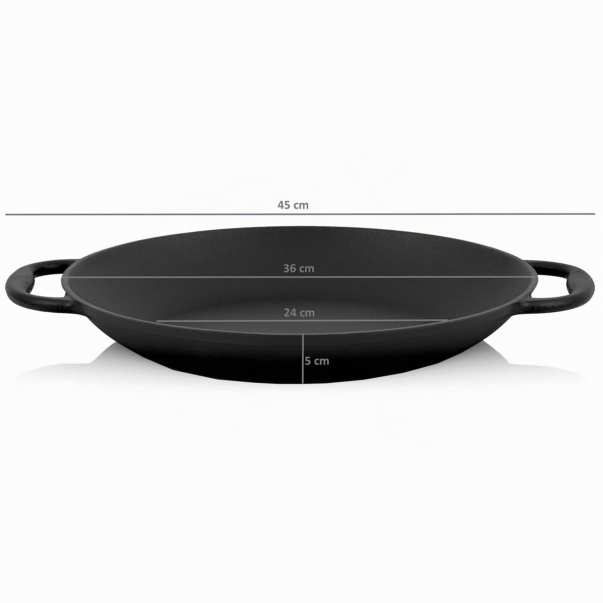 BBQ-Toro Paellera de Hierro Fundido Tradicional con Asas | 6 Personas | Ø 36 cm | Curado - Pre-Seasoned | Para Barbacoa, Estufa de Gas, Eléctrica