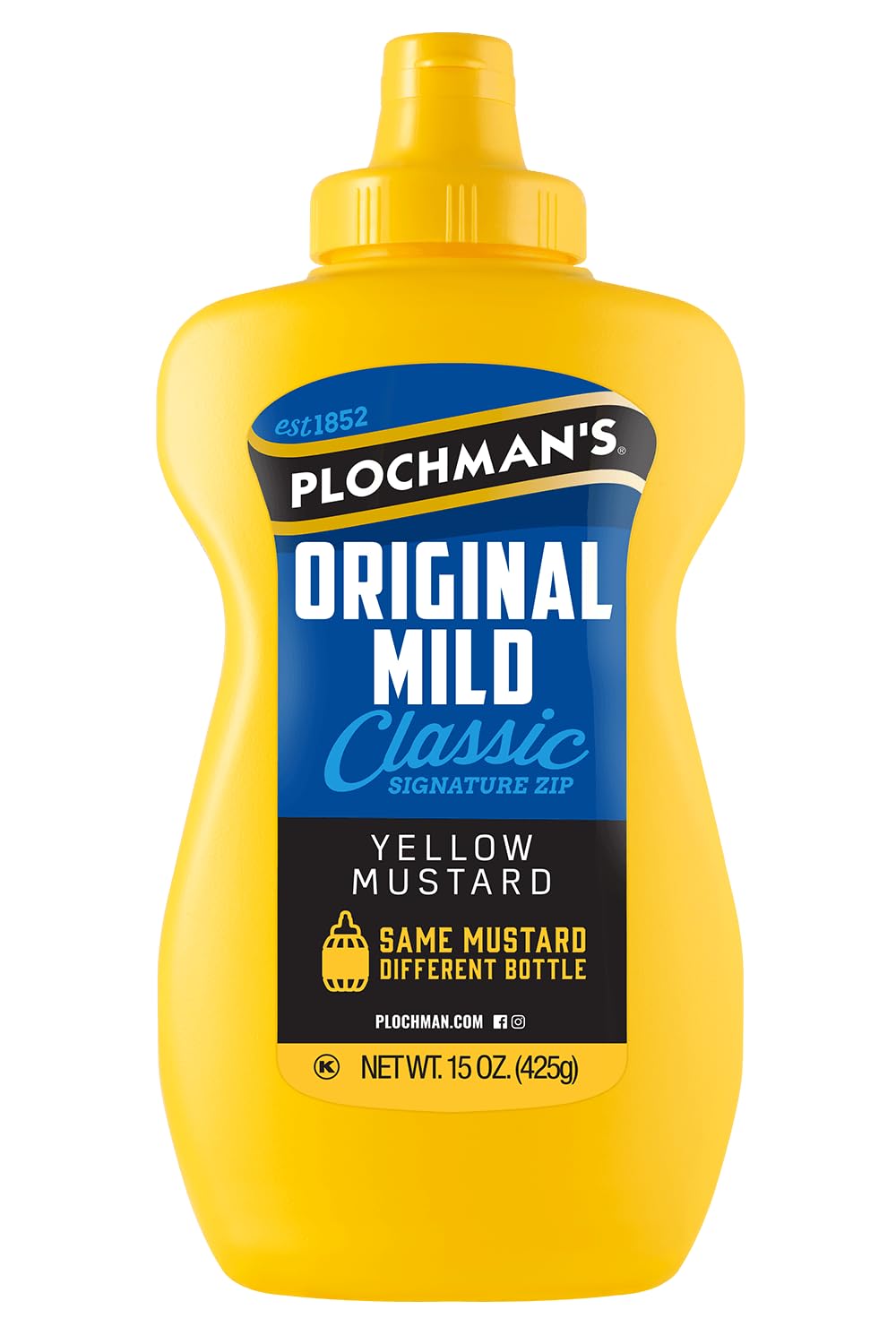 Plochman, Mild Yellow Mustard, 15 oz, Perfect for Hot Dogs