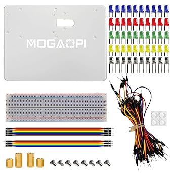 Breadboard Jumper Wire Kit, 830 Point Solderless Breadboards, LED Light Emitting Diodes, Acrylic Base Plate for Raspberry Pi 4B, 3B+, 3B, for Arduino UNO R3 Electronics Kit