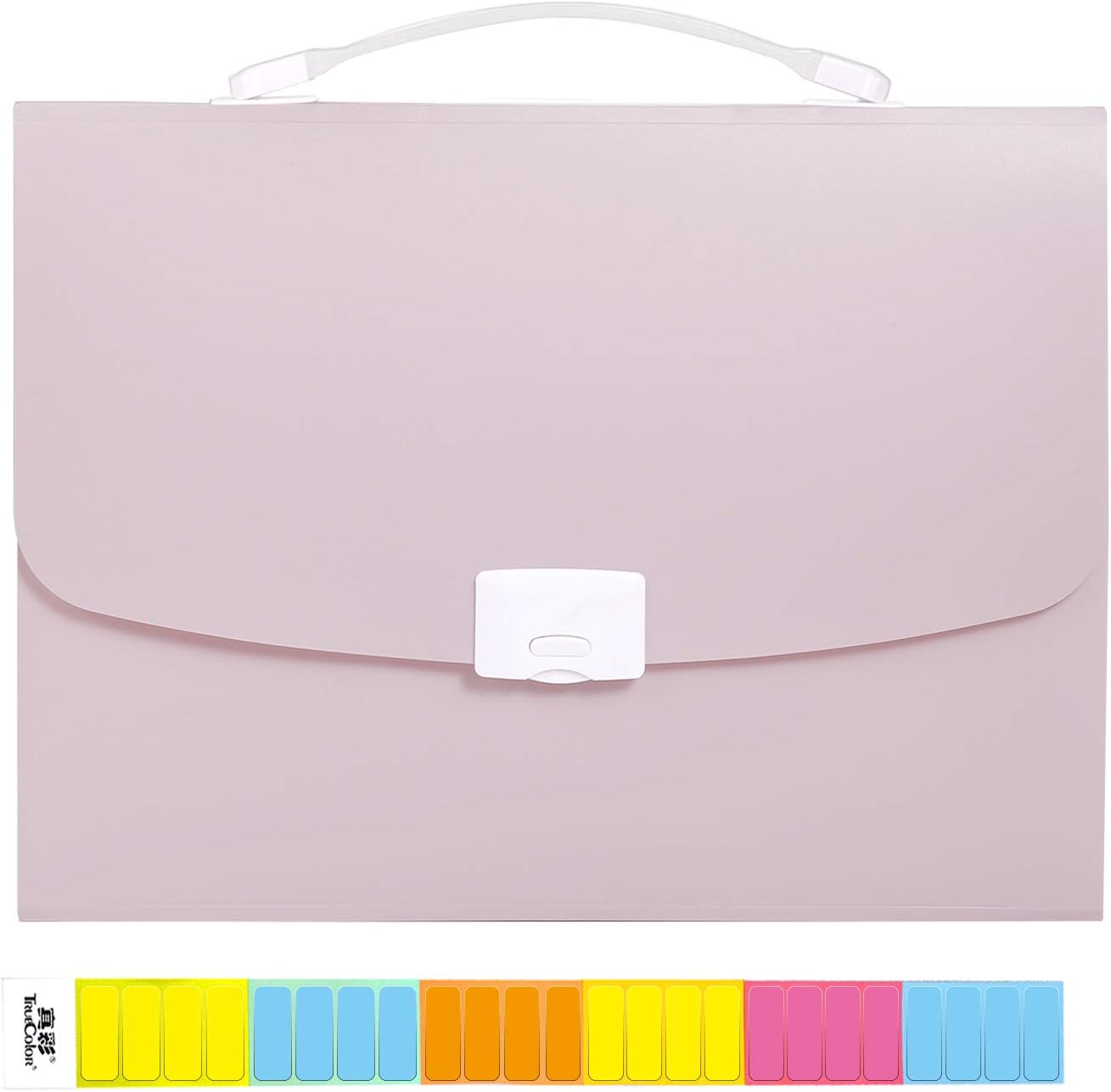 Expanding File Folder 13 Pockets, A4 Letter Size Portable Document Holder, A4 File Organizer, Document Folder with Handle for School, Office, Home Expanding Accordion Folders (Light Pink)