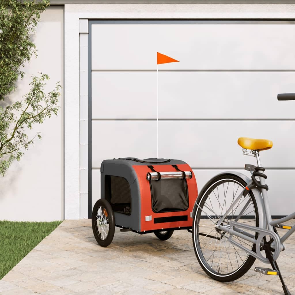 Remorque de Vélo pour Chien, Chariot Transport pour Animaux de Compagnie Orange et Gris 125x64x66 cm