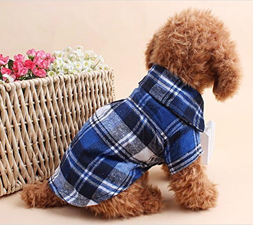 JIEYA Small Dog Plaid Shirt Pet Sweatshirt Coat for Puppy