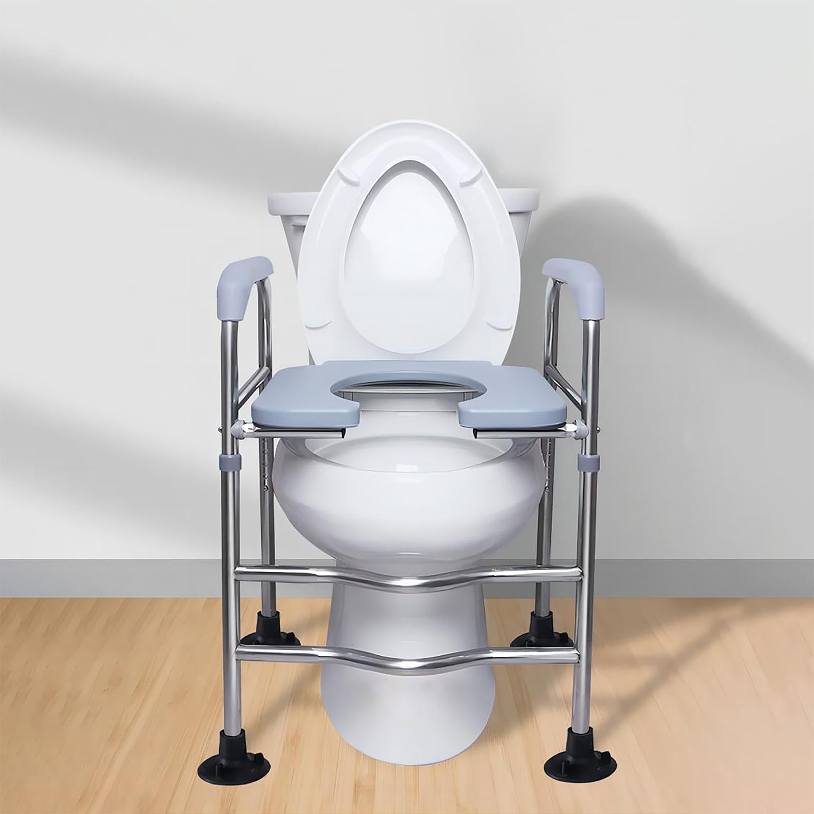 Fancemot Toilet Seat Risers for Seniors, Adjustable Raised Toilet Seat, Bedside Commode with Arms, Reinforced Anti-Slip Commode Chair, 330lb Maximum Load Bearing Toilet Chair