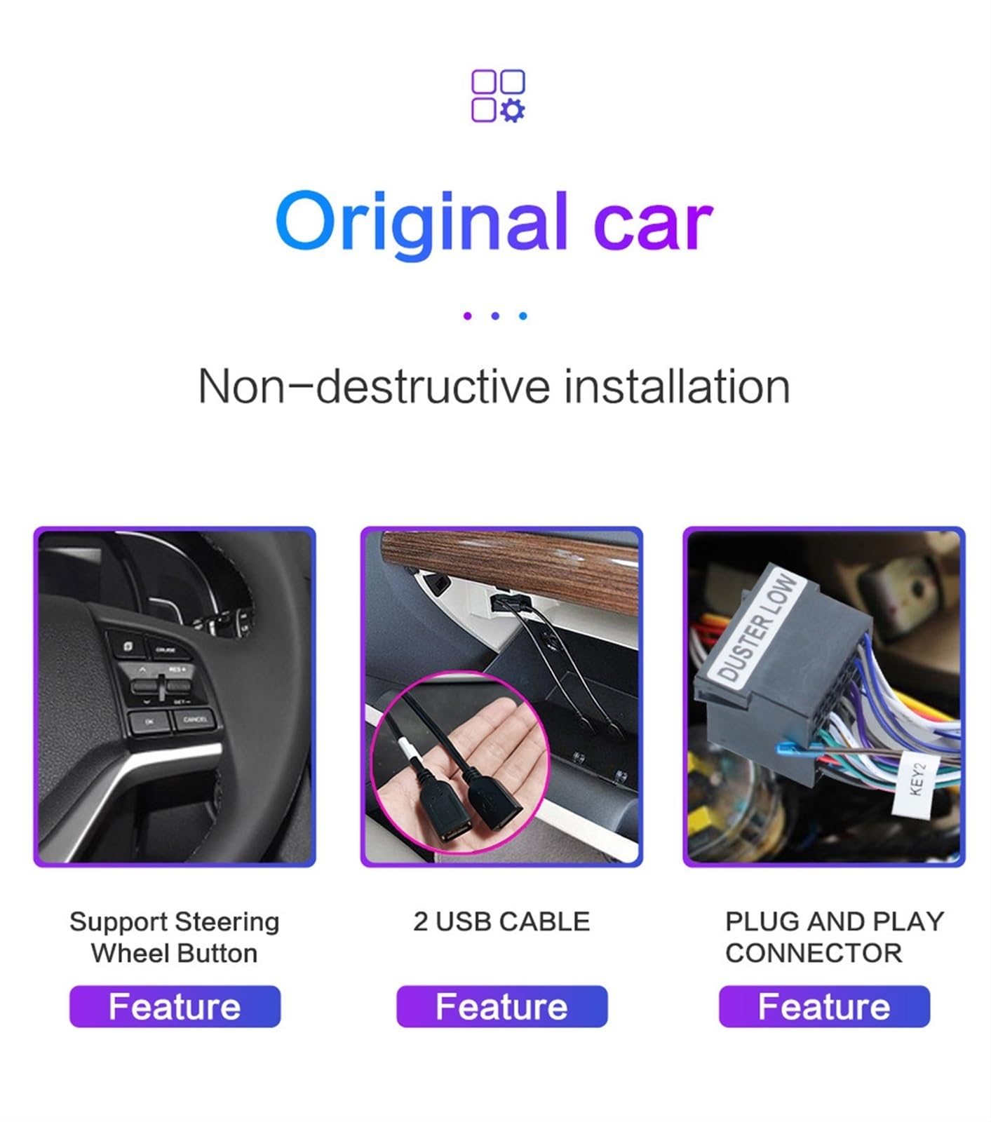 Radio samochodowe 2 Din z Androidem, dla Dacia, Sandero