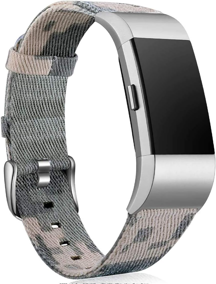 Maledan Compatible with Charge 2 Bands for Men Women, Durable Woven Fabric Band with Stainless Steel Buckle, Large, Camouflage