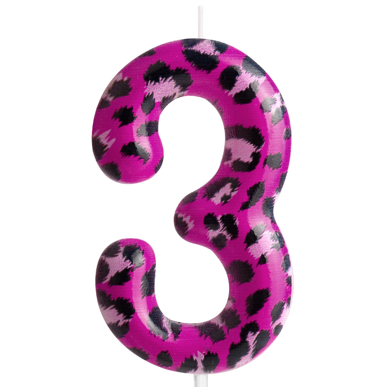 Velas de cumpleaños de leopardo rosa número 3, velas de cumpleaños con estampado de leopardo rosa, decoración de fiesta de leopardo rosa, pastel temático de animales de la selva para niñas, regalos de
