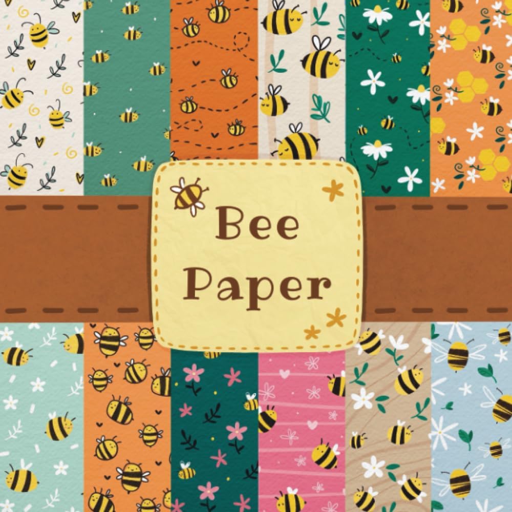 Independently published Bee Paper: Buzzing with Creativity: Discover the Sweetest Bee-Themed Paper Collection - Handmade Double-Sided and Original Patterns - Size 8.5 x 8.5