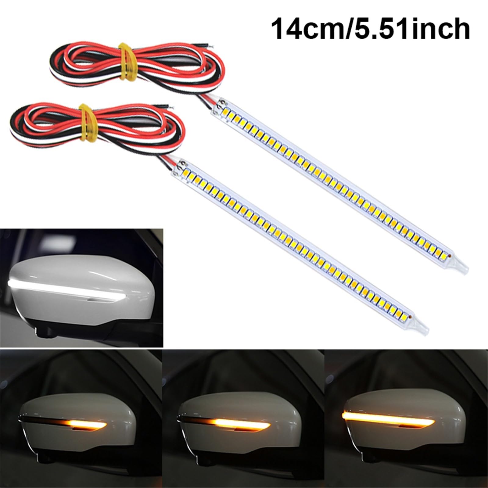 Indicatore Di Direzione Per Specchietto Retrovisore Per Auto A LED Striscia Di Fari Automatica Indicatore Di Direzione Luce Fluente Indicatori Retrovisori(14cm 2pc)