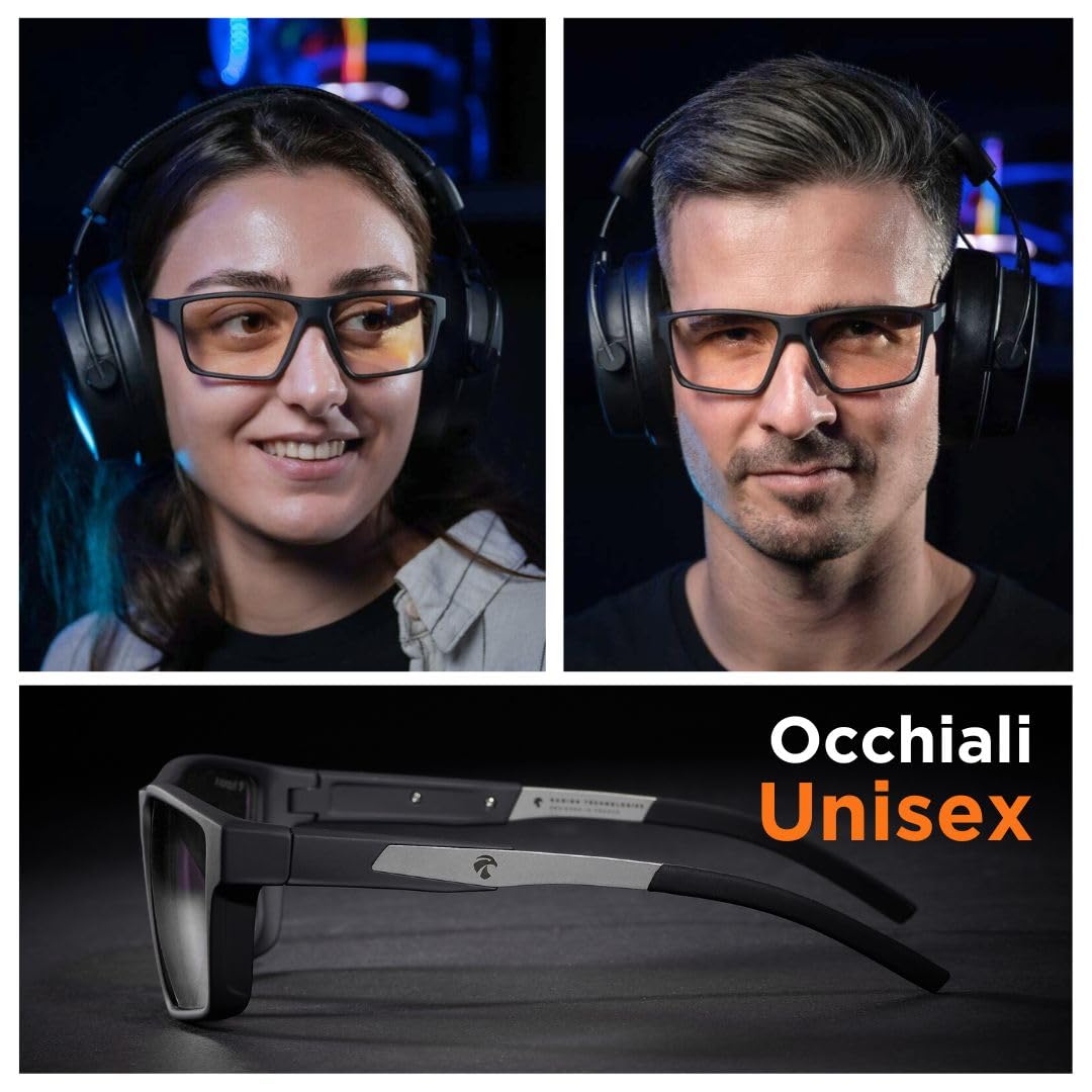 Horus X • Occhiali Luce Blu Uomo Donna | Occhiali Gaming Anti Luce Blu | Protezione Ottimale Anti-Fatica | Revo Clear