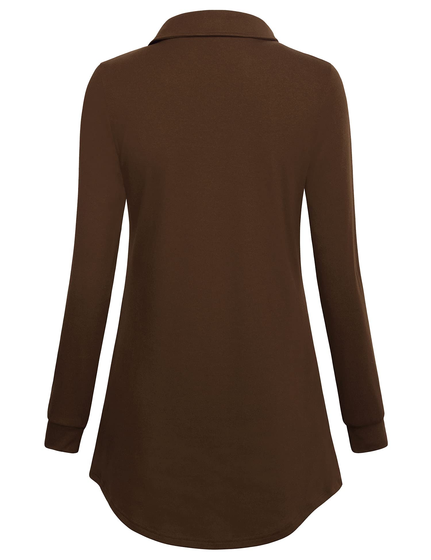Gaharu Women's Swing Tunic Notch Collar Ladies Button Sweatshirt Long Sleeve Pullover Shirt Tops