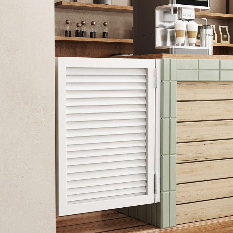 Retro Louvered Saloon Swing Door,Solid Wood Cowboy Partition Door Bar Kitchen Auto Close Fence, with Stainless Steel Hinges White A - W55×H80cm(Single Door)