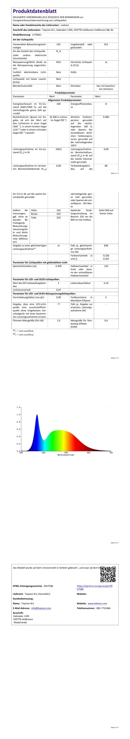 Ledvion LED Hallenstrahler IP65 100W 180 lm/W 6000K Dimmbar