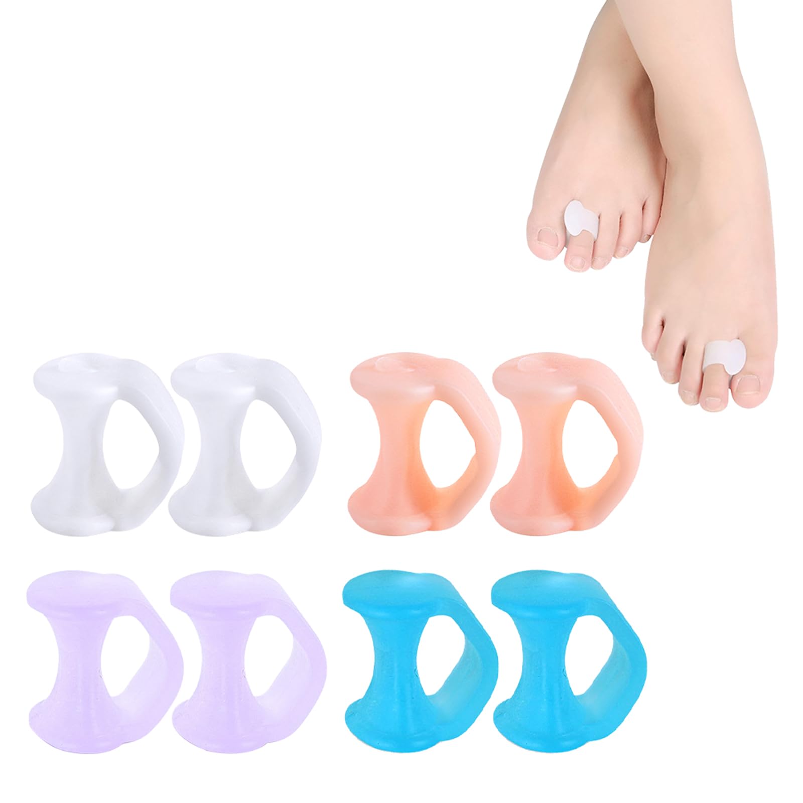 Toulifly Separadores de Dedos, Correctores de Dedos del Pie, 4 pares Separadores de dedos pequeños, Separadores de Dedos de Silicona para Dedos Superpuestos, Enderezadores de Dedos del Gel