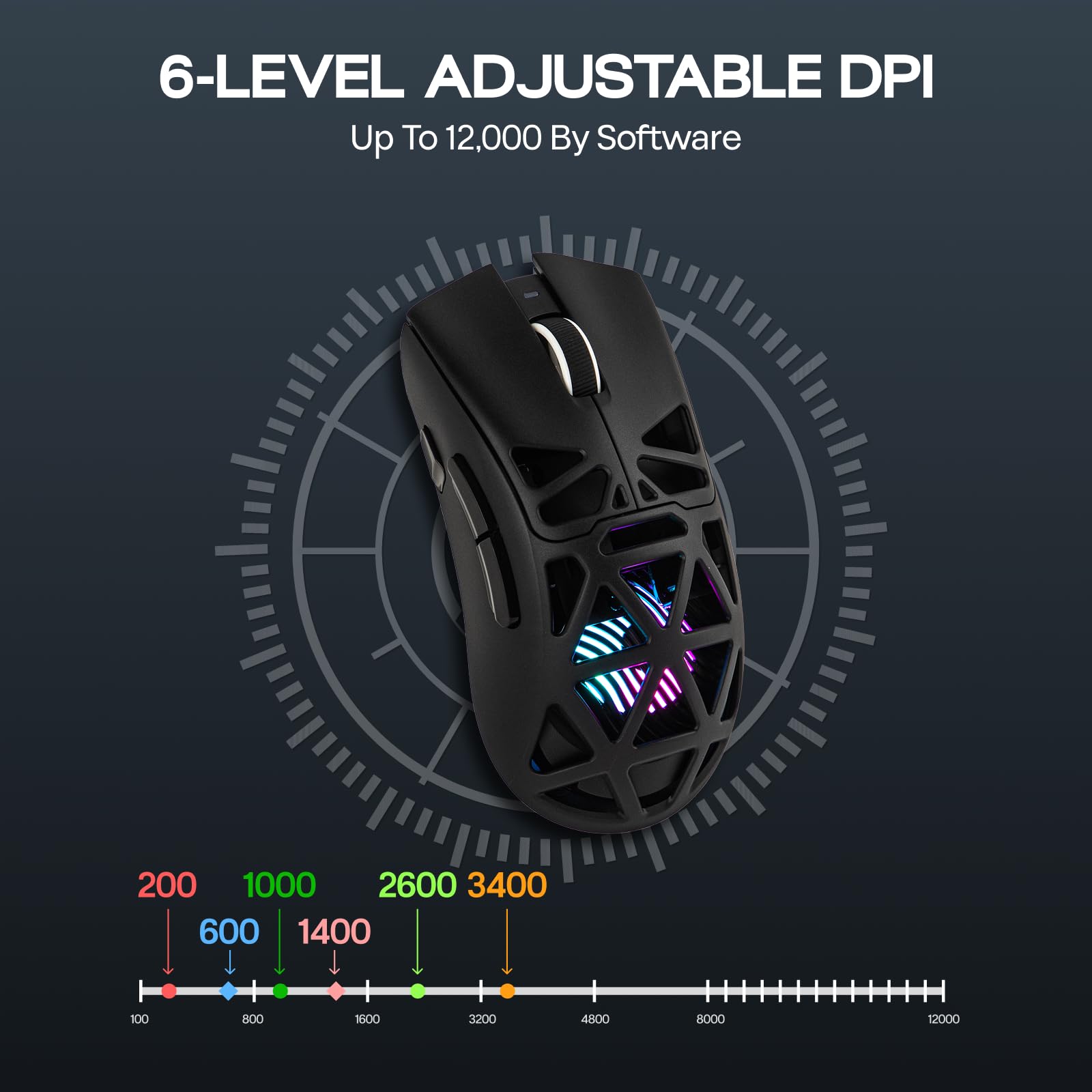 MechLands Aula SC620 Gaming Mouse, 2.4G/USB-C/BT Mouse Wireless con Batteria 400mAh, Regolabile 12.000 DPI & 1000 Polling Rate, Sensore PAW3311, Illuminazione RGB, Pulsanti Programmabili, per Win/Mac