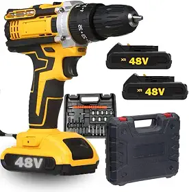 PARAFUSADEIRA FURADEIRA 12V, 21V e 48V COM 2 BATERIAS, MALETA E KIT COMPLETO DE ACESSÓRIOS | APOLLO'S STORE (12v (Bateria Quadrada))