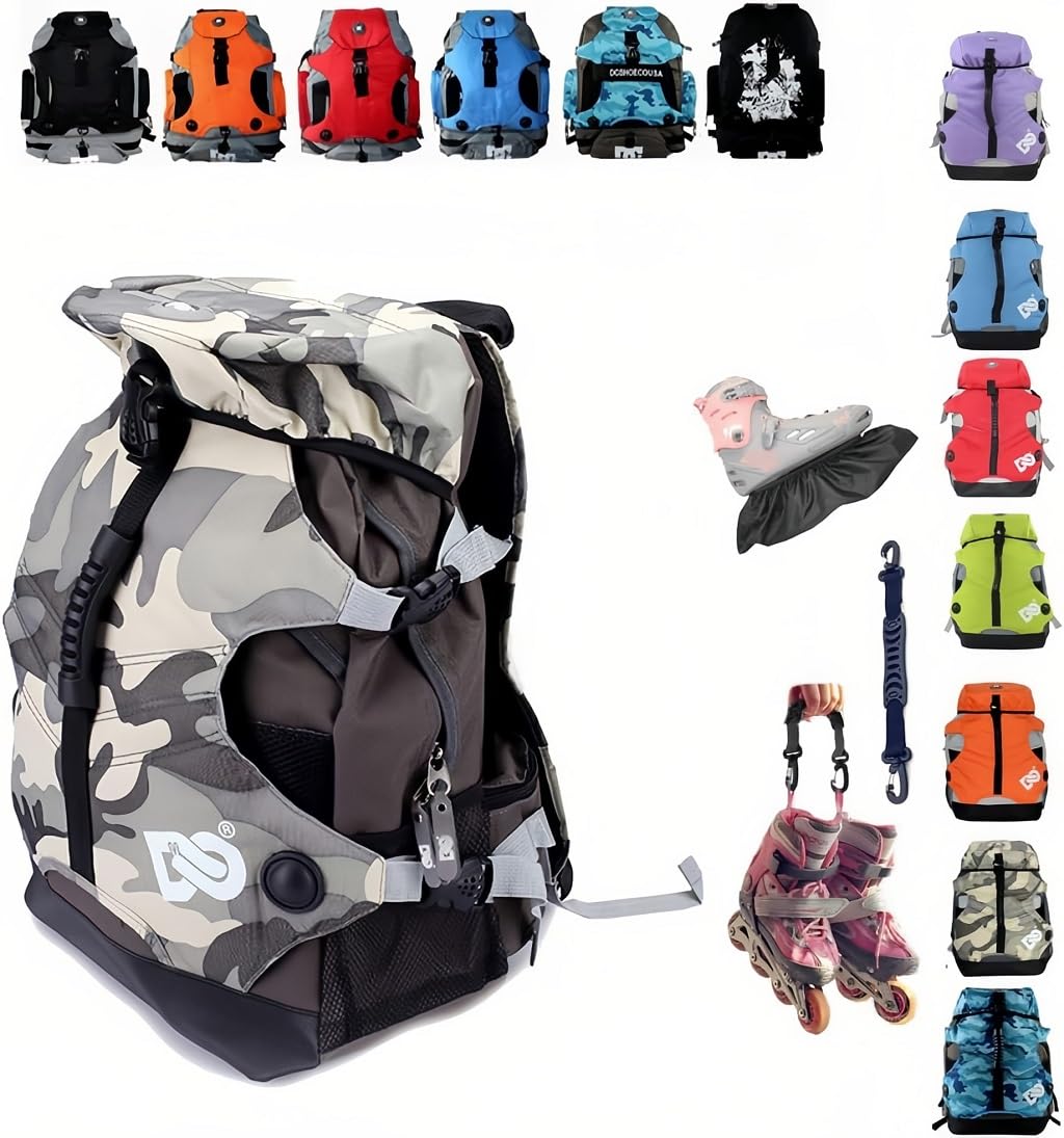 ZBH1985 Multi-Compartment Roller Skate Backpack Outdoor Storage for Inline Quad Artistic Skates Ice Skating Shoes