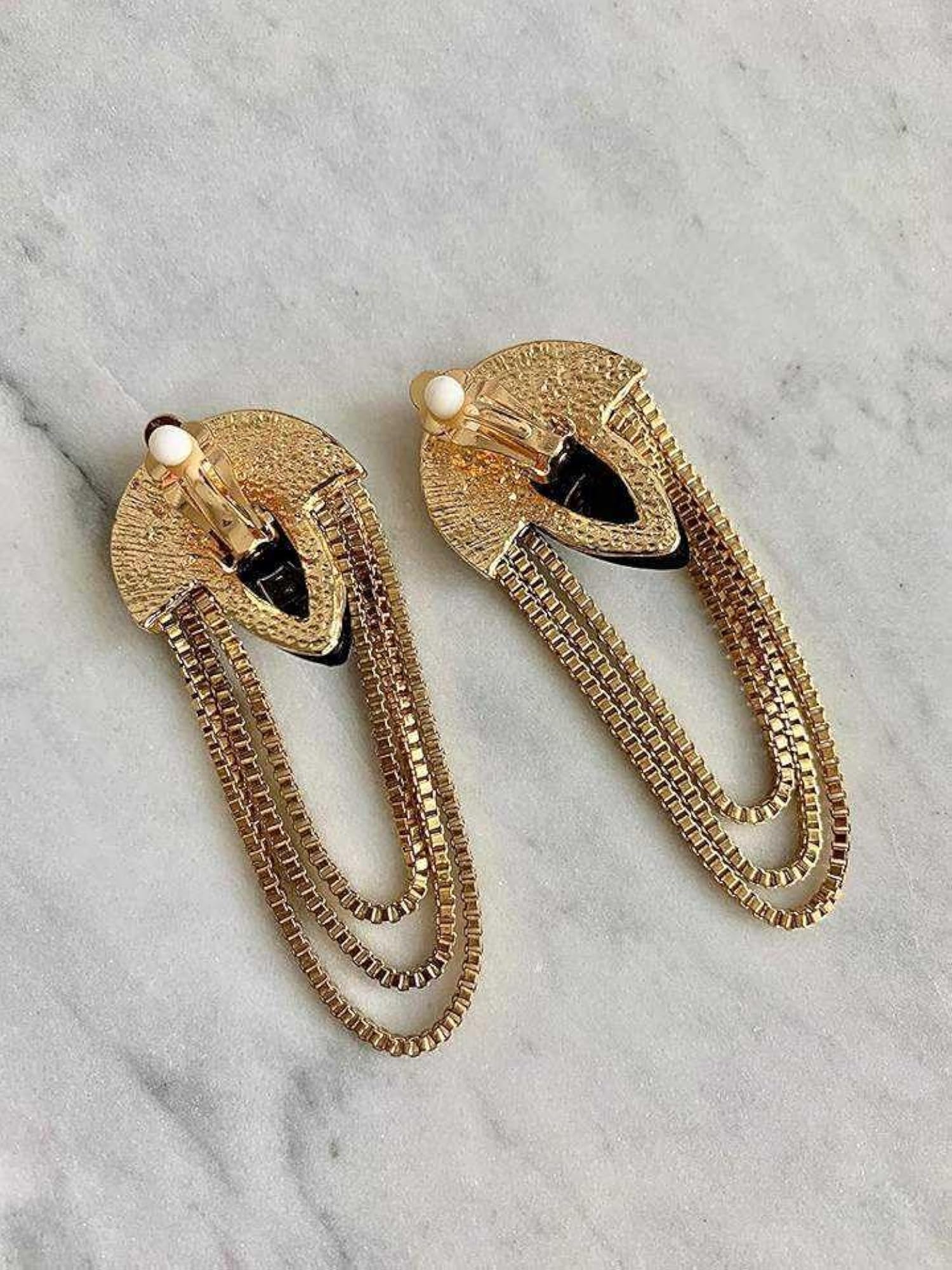 Gold Plated Dangle Earrings with Push Back Closure