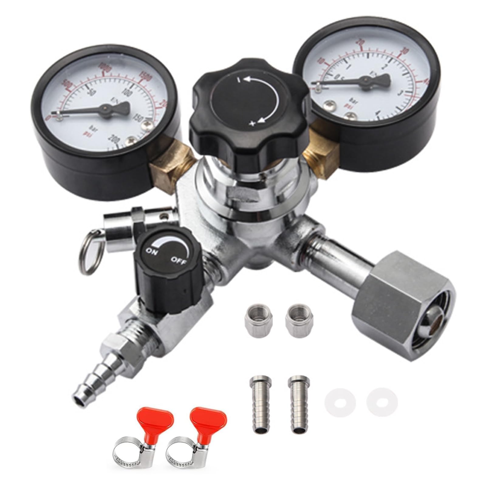 Brewing Equipment Double Stage Carbon Dioxide Pressure Reducing CO2 Regulator Metal 5 / 16in Regulator Brewing Equipment Stainless Steel Draft Machine Double Stage Carbon Dioxide Pressure