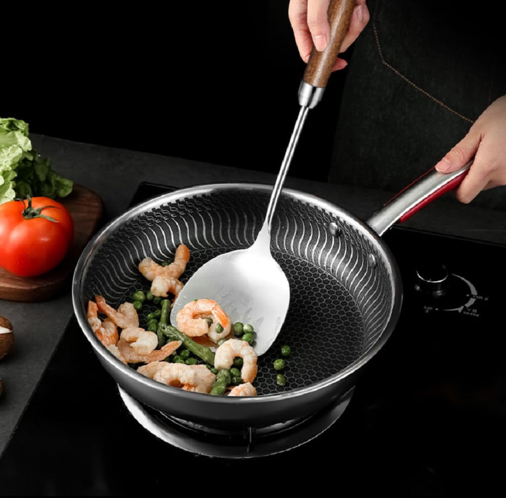 Set di utensili da cucina – 6 cucchiai e spatole in acciaio inox resistenti al calore con fori per appenderli, antiaderenti e lavabili in lavastoviglie