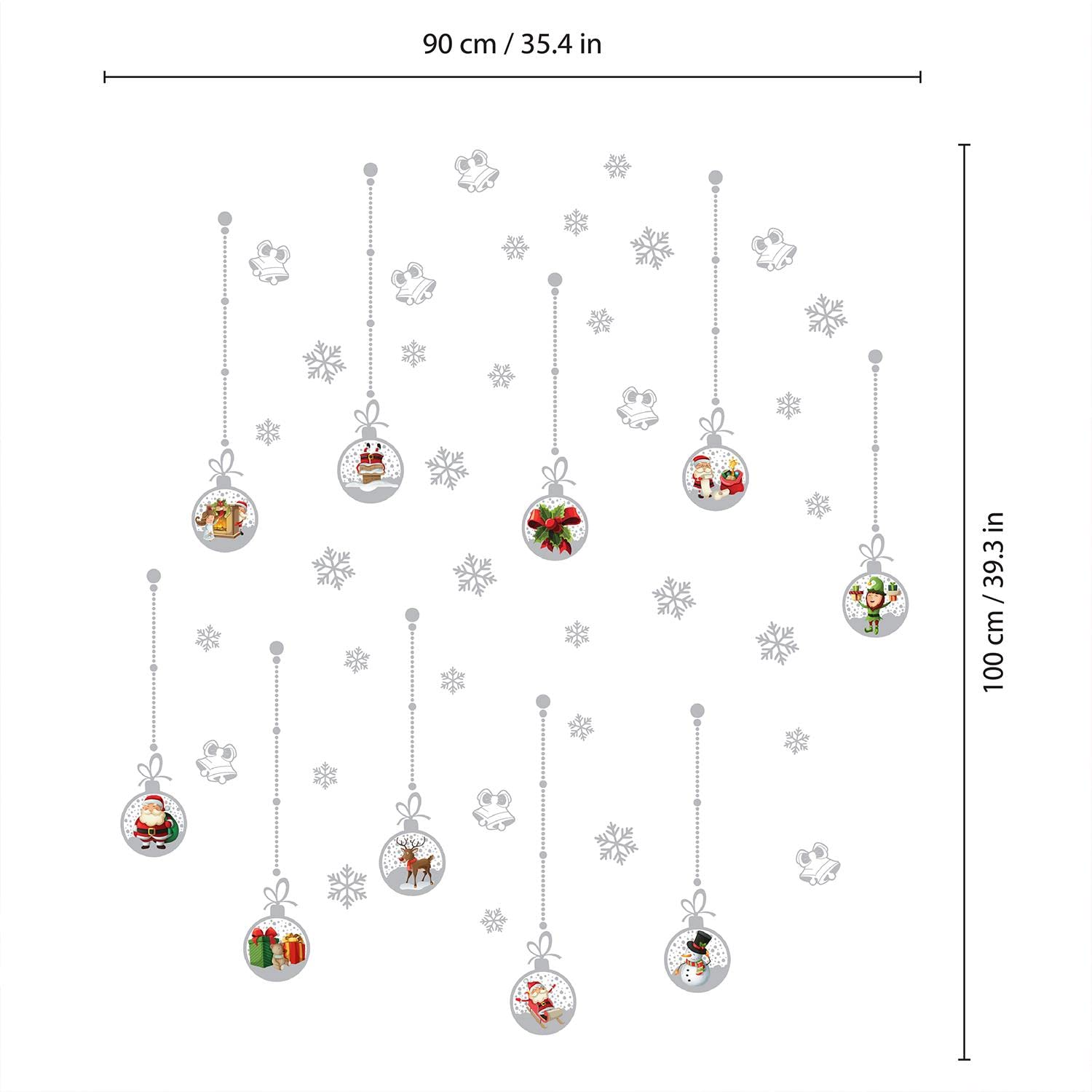 WALPLUS Christmas Window Stickers Clings Xmas Decoration Sale Clearance Reusable Double-Sided Print Decals for Glass Living Room Windows Display Matt Silver Christmas Ornaments 45 Pieces - Image 4