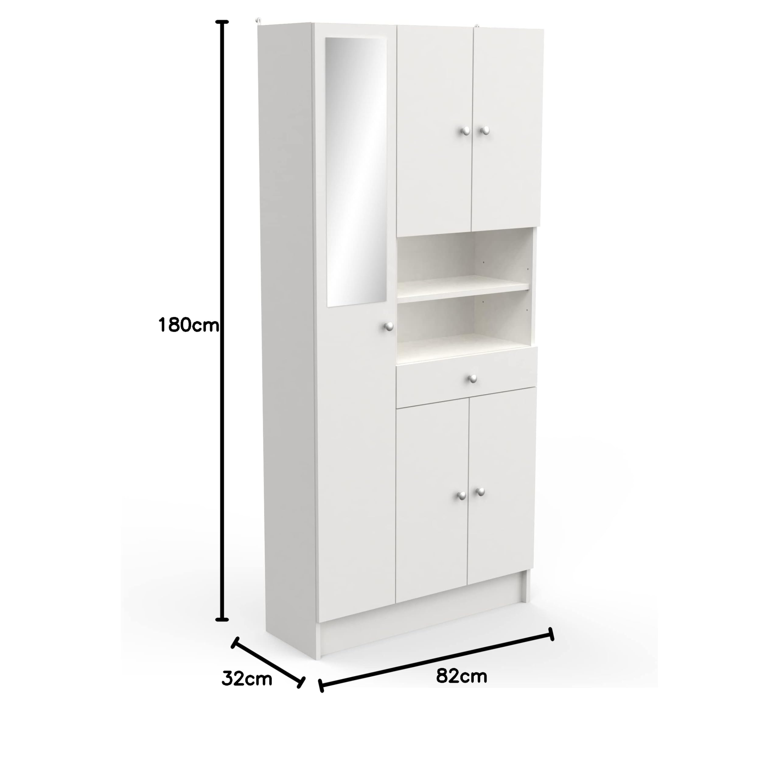 Meuble Colonne de Rangement Salle de Bain IMBATTABLE, Panneau de Particules/MDF, Blanc, 820x320x1 800MM