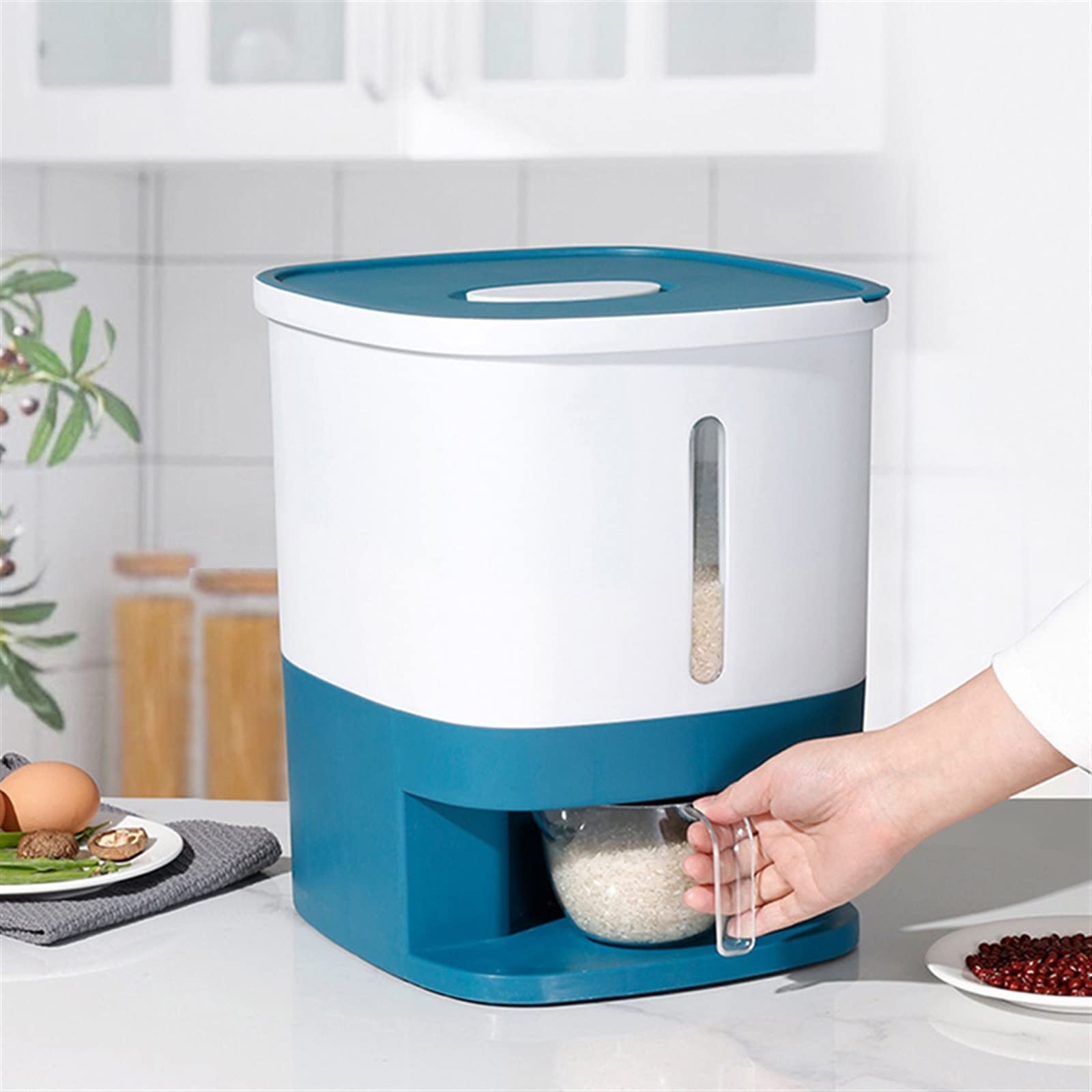 Conteneur de Stockage de Riz 10Kg Grande boîte de Distributeur de Grains scellée avec Couvercle Organisateur de Cuisine de Mesure et conteneur de Stockage (Color : G)