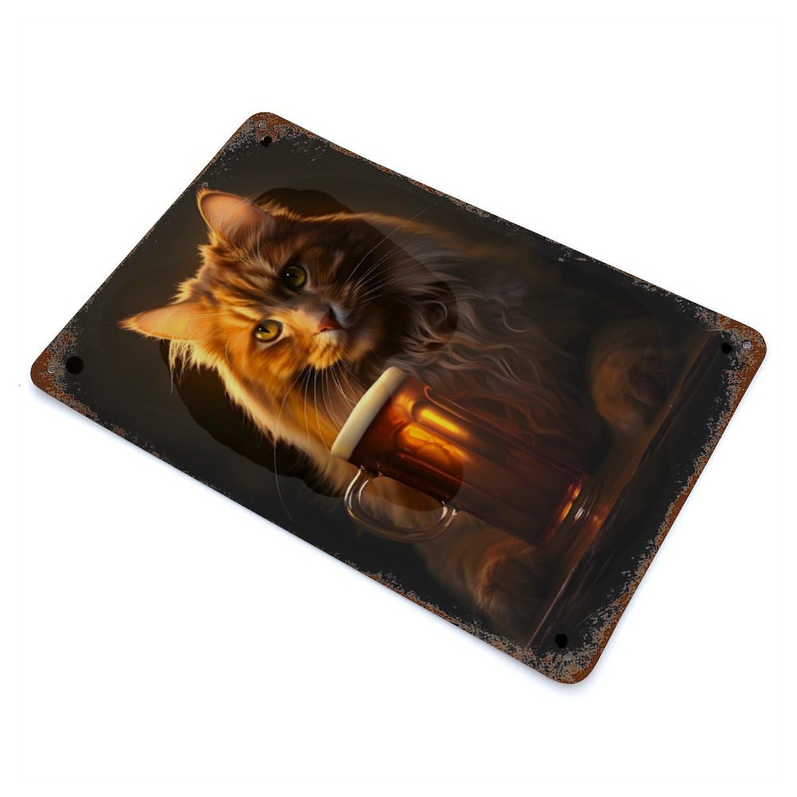 Maine Coon Cat Tavern Beer Decorative Tin Sign 11.8"x7.9", Ideal for Cafe, Home Bar And Lounge Decor