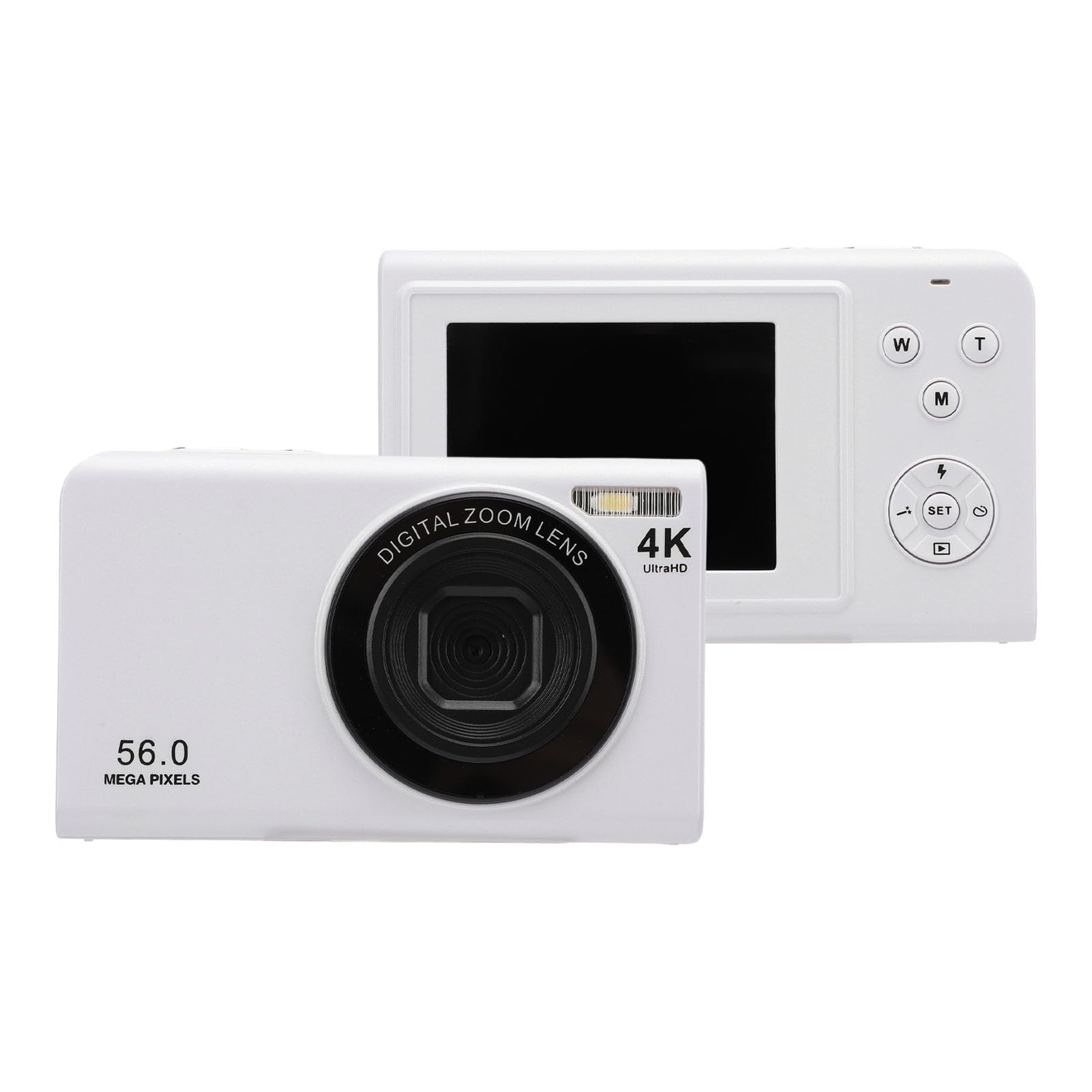Aparat Cyfrowy, Aparat Dziecięcy 56 MP 4K z Autofokusem i 16-krotnym Zoomem Cyfrowym do Aparatu Cyfrowego (WHITE)