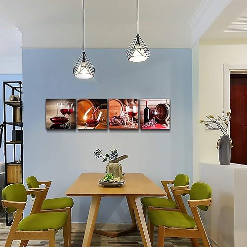 Miniatura 4 de Arte de pared de cocina para comedor decoración de pared bodegón vino fruta copa lienzo ilustraciones barril de vino pintura de acuarela decoración