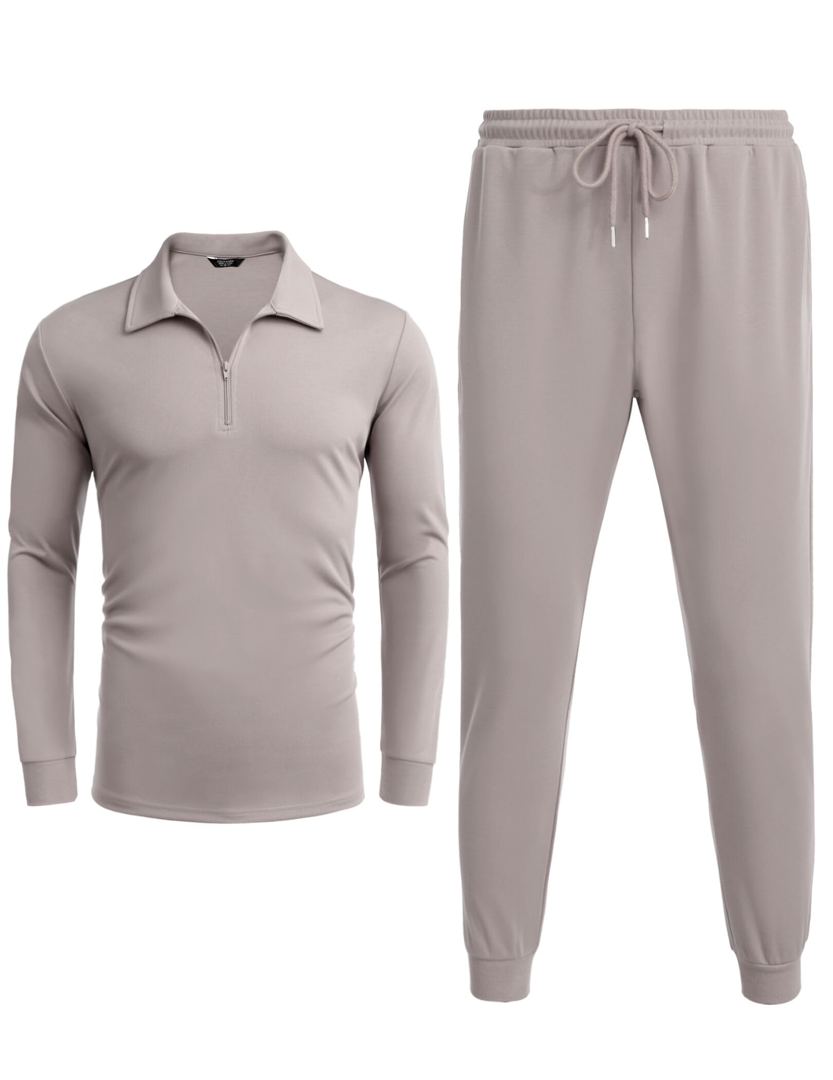 COOFANDY Tuta sportiva da uomo, 2 pezzi, polo con zip a un quarto, tuta sportiva casual da corsa e jogging