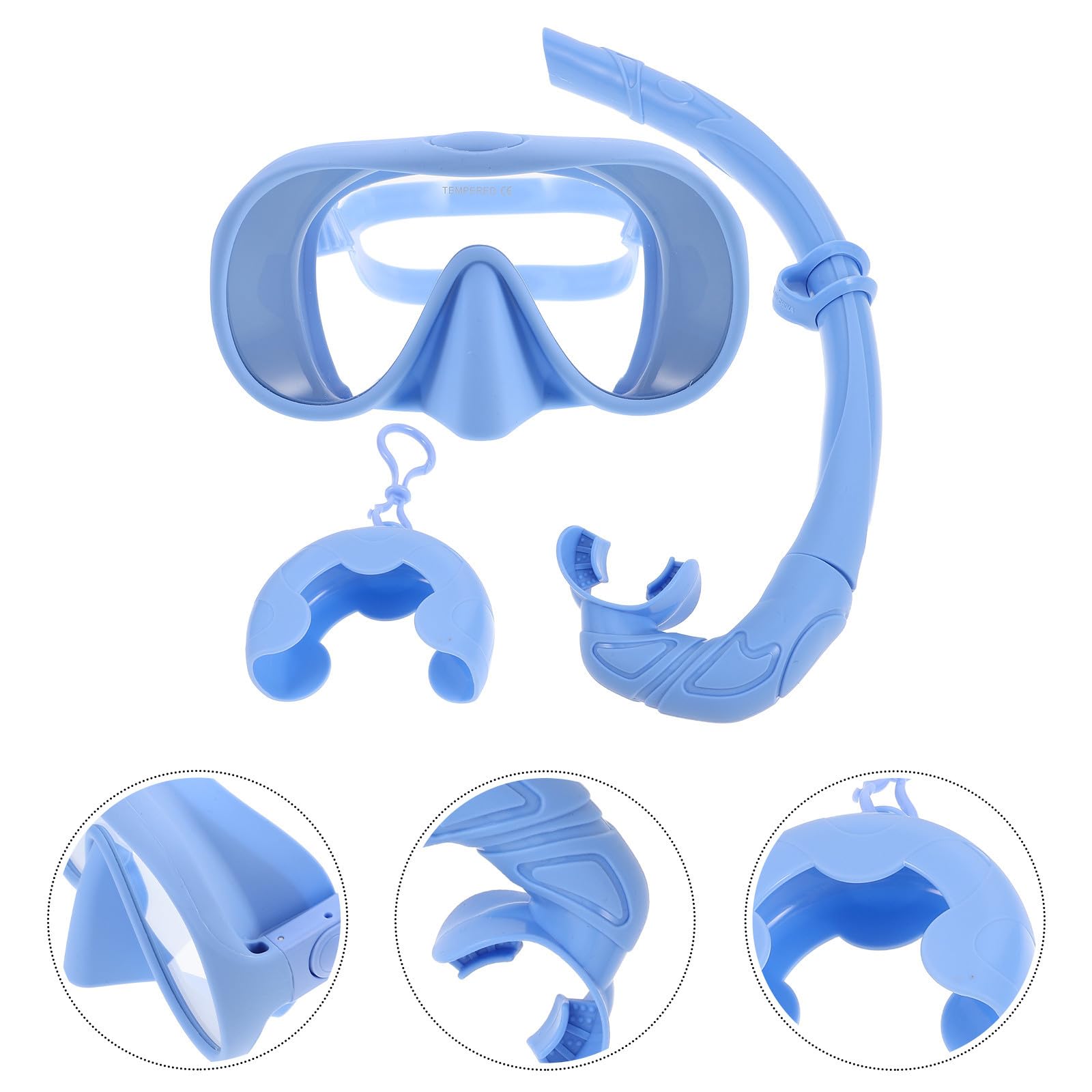 INOOMP Equipo de Snorkel para Adultos con Diseño Integrado, Gafas de Silicona y Templado, Tubo Plegable y Fácil Almacenamiento para Buceo y Viajes