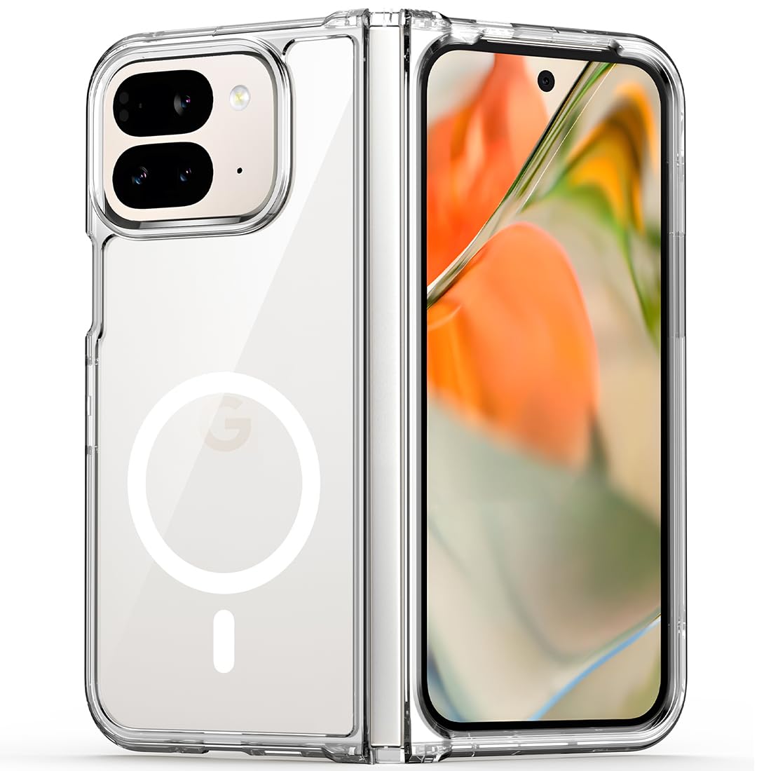 TIANNIUKE Magnetic Case for Google Pixel 9 Pro Fold, Transparent and Yellow Resistant,Compatible with MagSafe,Slim Fit Shockproof Protective Phone Case for Pixel 9 Pro Fold Case