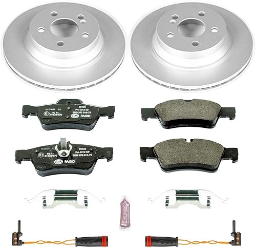 Power Stop ESK5322 Kit de freno trasero Euro-Stop y 3 cables de sensor trasero para CLS400, CLS, CLS550, E350, E400, E500, E550 [específico del