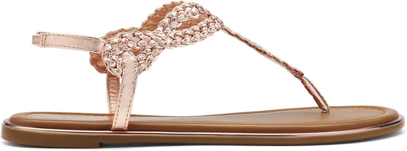 DREAM PAIRS Women's Flat Sandals Dressy Summer Stappy Comfortable Ankle Elastic T-Strap Beach Thong Sandals - Image 3