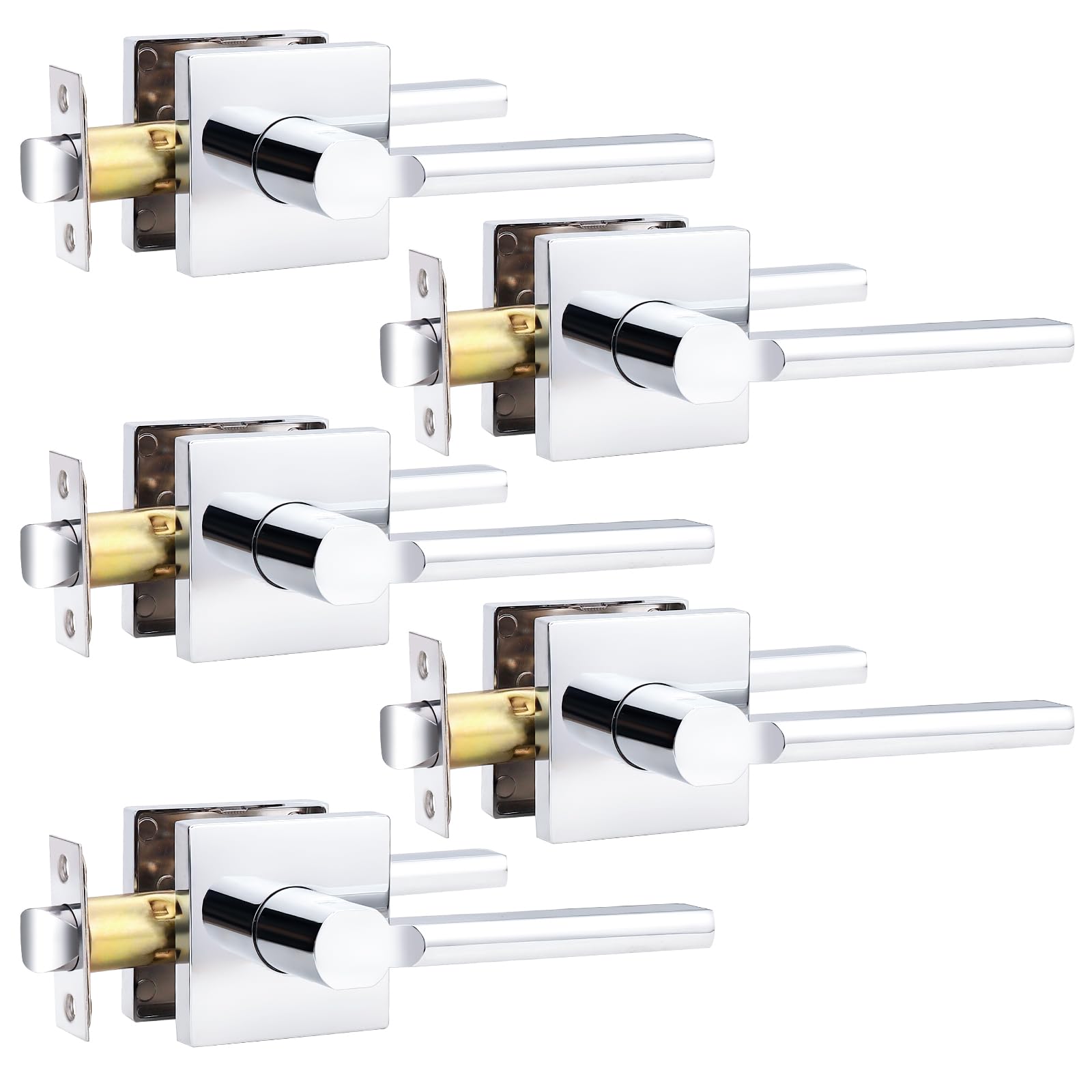Probrico Door Handle with Lock - Brushed Nickel -19