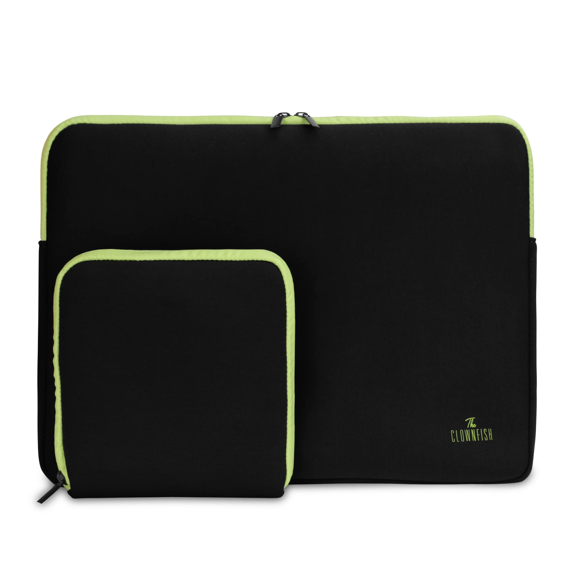 The Clownfish Jawa Series Neoprene Unisex 15.6 inch Tablet Case Laptop Sleeve Laptop Case Slipcase with Zip Pouch (Black with Green Top Piping) (B0BFJ4TJMH) Amazon Price History, Amazon Price Tracker
