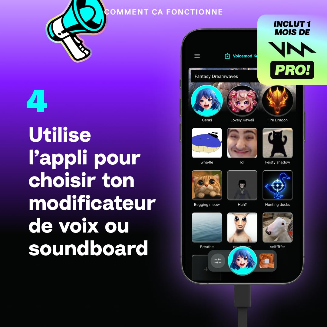Voicemod Key - VMKey Modificateur de Voix en Temps Réel et Soundboard pour Consoles de Jeu (Compatible avec PS5, PS4, Xbox, SWITCH2)
