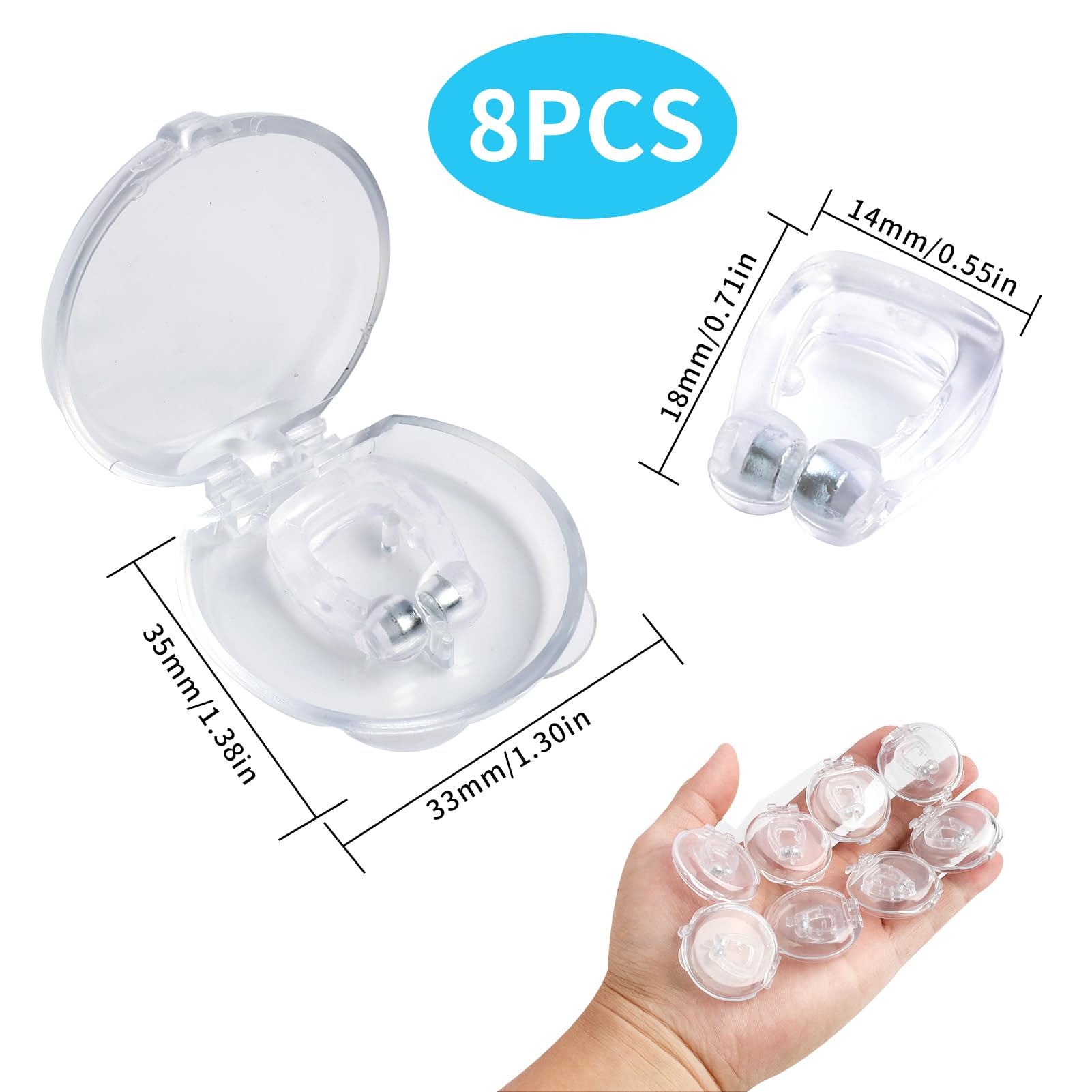 8 Dilatadores Nasales Antirronquidos Reutilizables, Dilatador Nasal Magnético en Silicona, Antirronquidos para Dormir, Clips Nasales Invisibles para Hombre y Mujer, Solución para Ronquidos