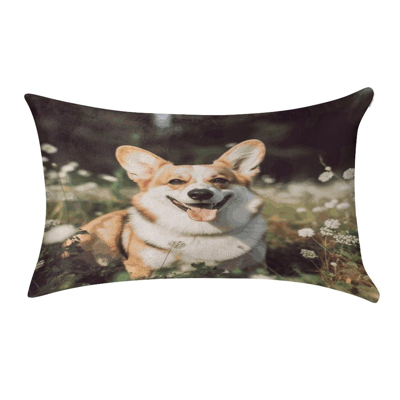 Btcowzrv Style Happy Corgi Dog Pillow Cover Pillow Case Pillowcase