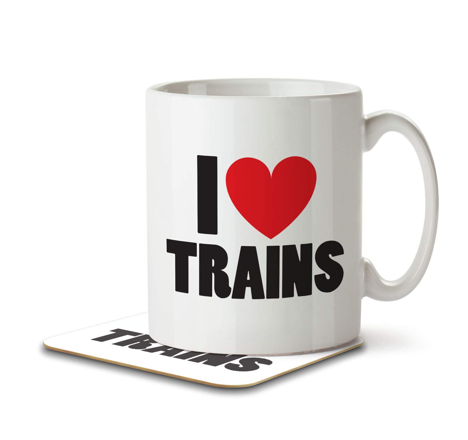 The Inky Penguin White - I Love Trains - Mug And Coaster, Ceramic, 11Fl. Oz.